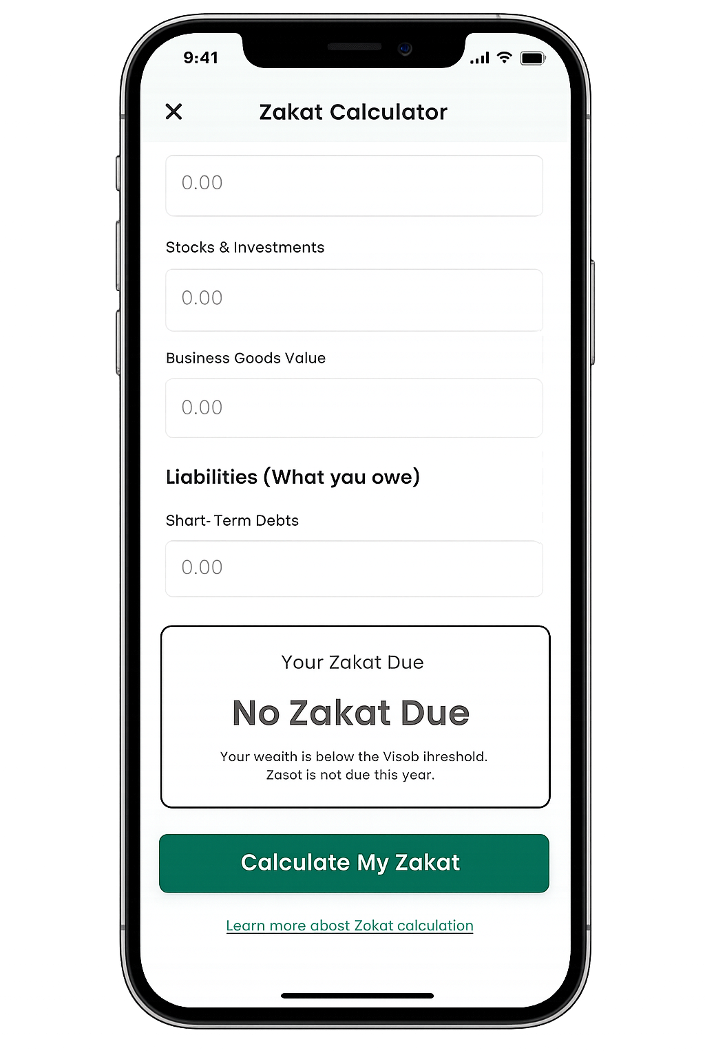 Zakat calculation concept
